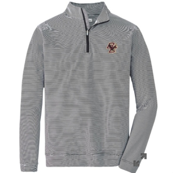 Peter Millar Jackets & Blazers - Peter Millar Boston College Black & White Striped Quarter Zip Jacket - M
